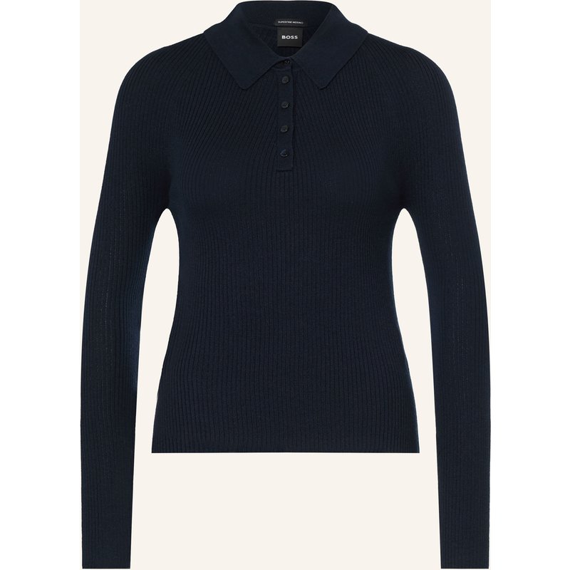 Boss Strick-Poloshirt Faelina blau