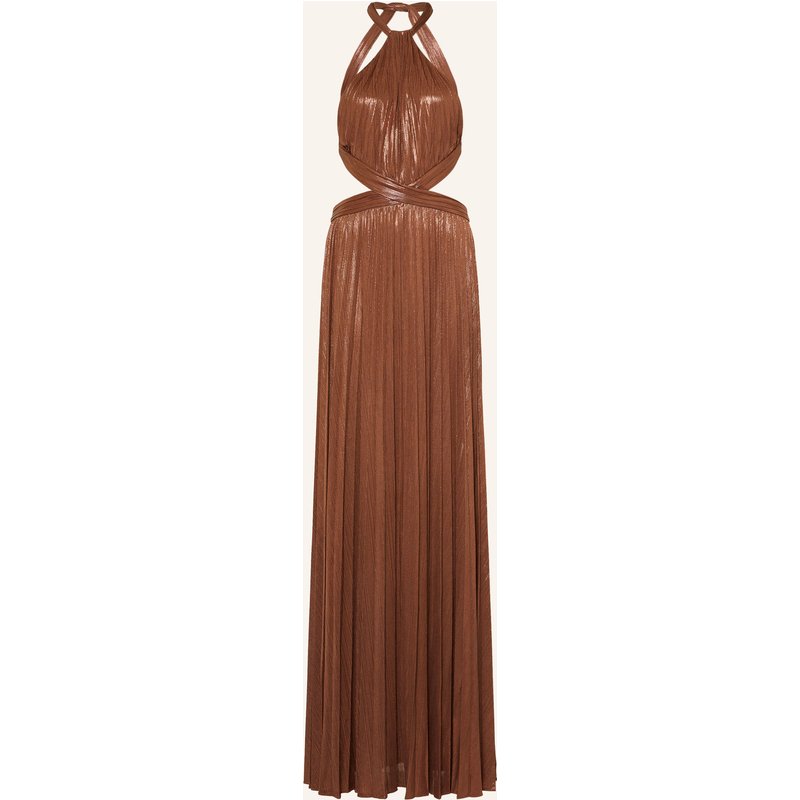 Retrofête Abendkleid Shell Mit Plissees braun