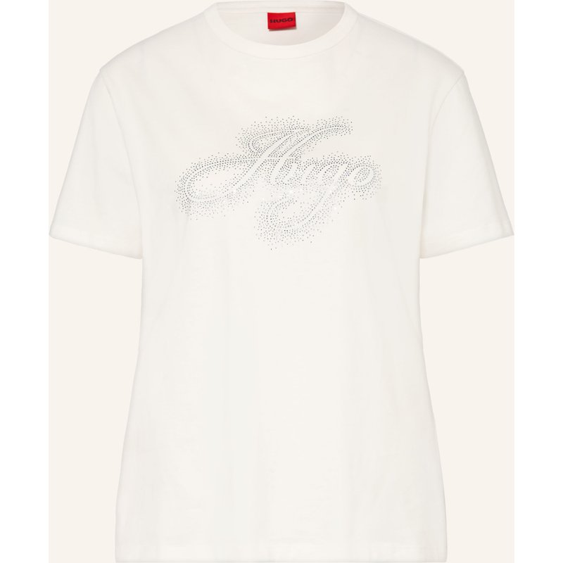 Hugo T-Shirt Damacia Mit Schmucksteinen weiss