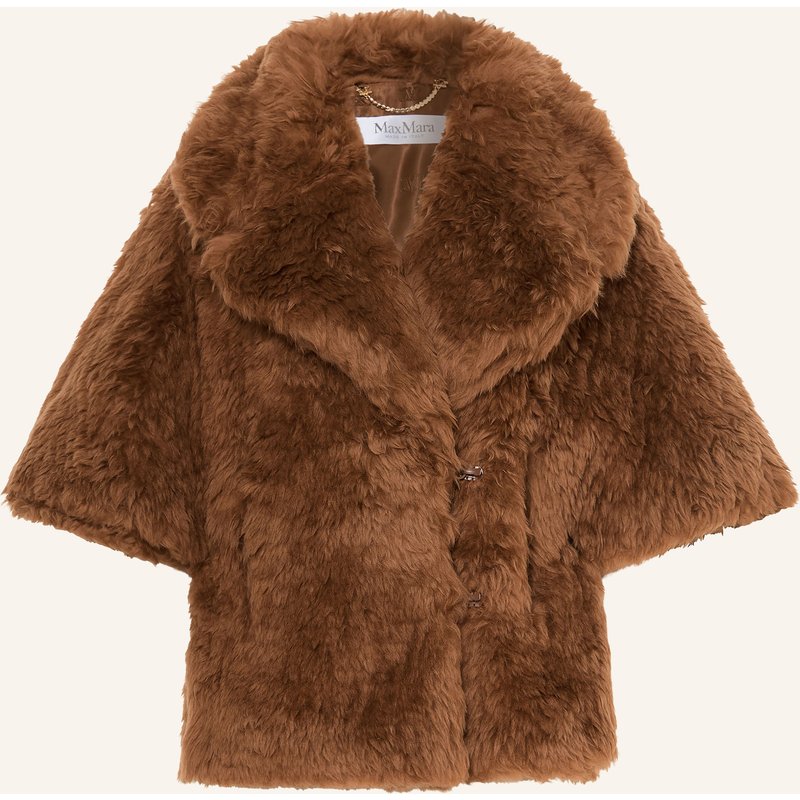 Max Mara Cape Accorta Aus Kunstfell Mit 3/4-Arm braun