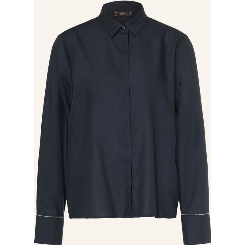 Peserico Hemdbluse Mit Schmuckperlen blau
