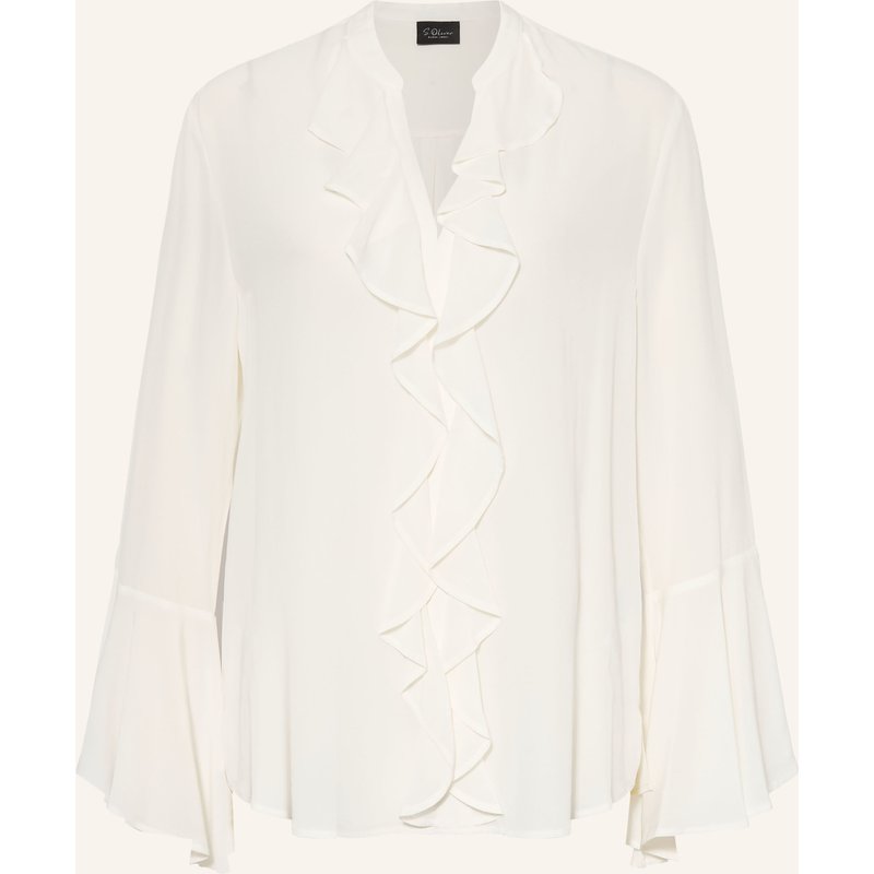 S.Oliver Black Label Blusenshirt Mit Volants weiss