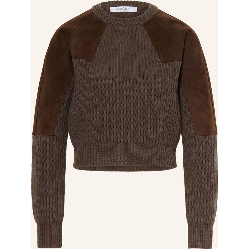 Max Mara Pullover Tropico Mit Leder braun