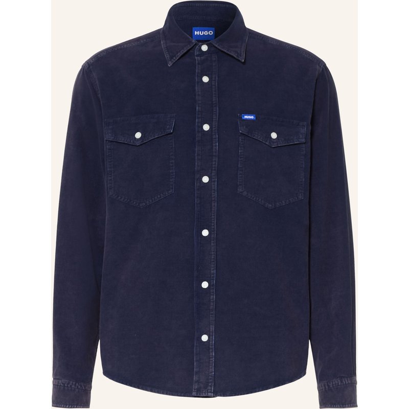 Hugo Cordhemd Ebino Comfort Fit blau