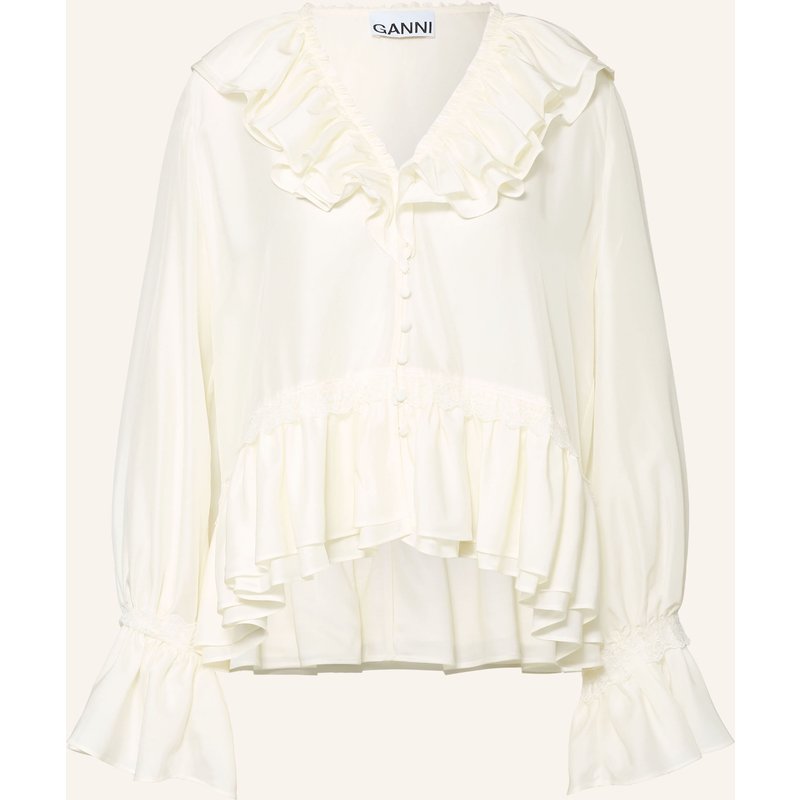 Ganni Blusenshirt Aus Satin Mit Seide beige