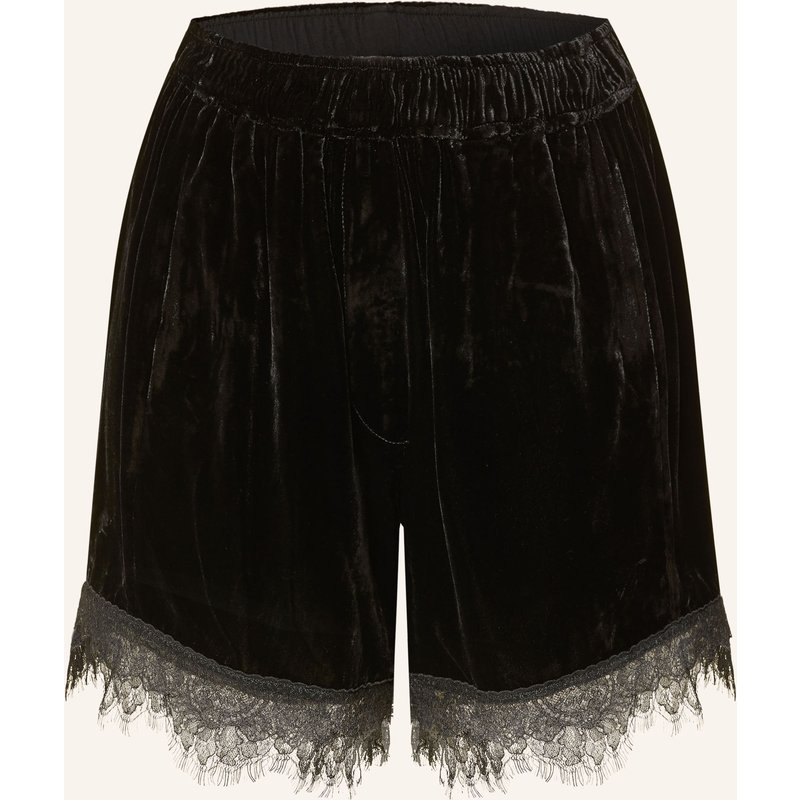 Ganni Samtshorts Mit Spitze schwarz