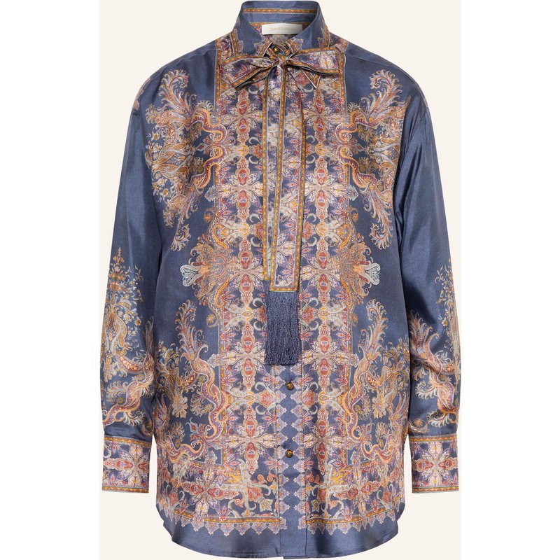 Zimmermann Hemdbluse Valiant Aus Seide Mit Abnehmbarer Schluppe blau