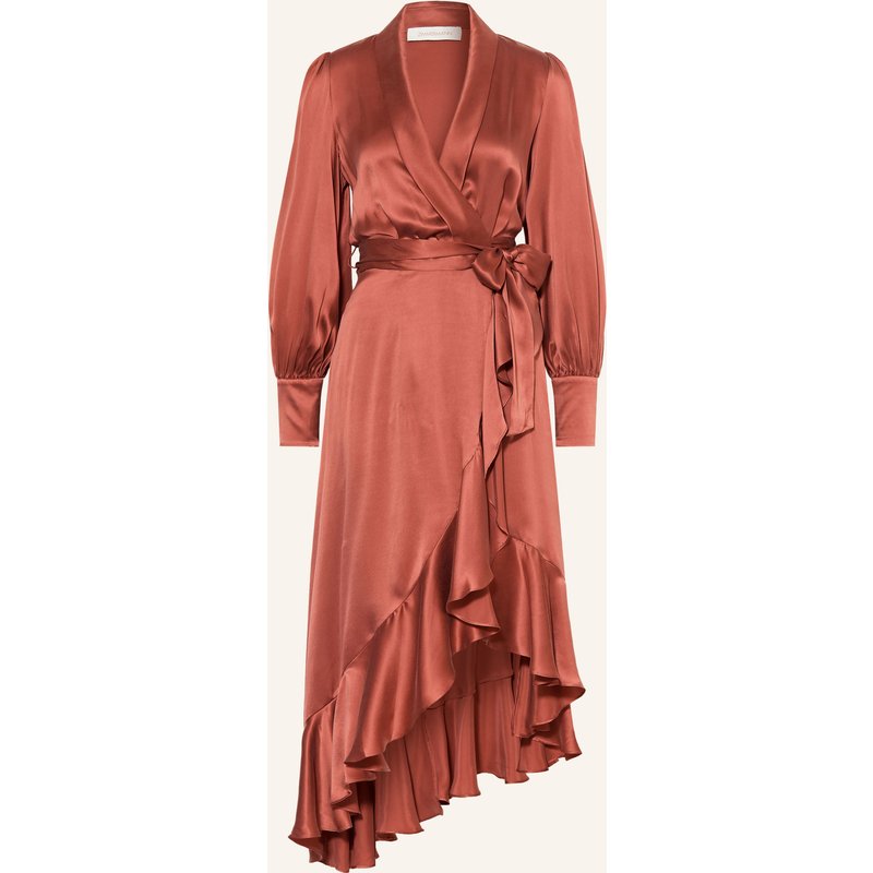 Zimmermann Wickelkleid Aus Seide Mit Volants rosa