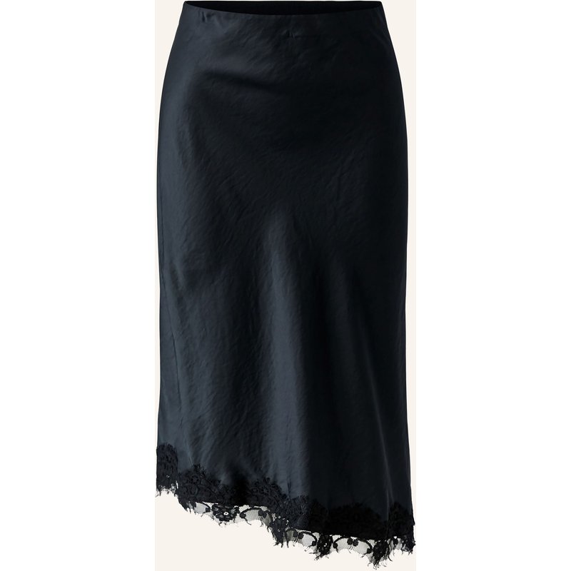 Oui Satinrock Mit Spitze schwarz