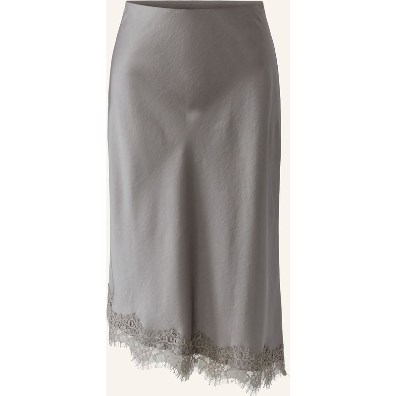 Oui Satinrock Mit Spitze grau
