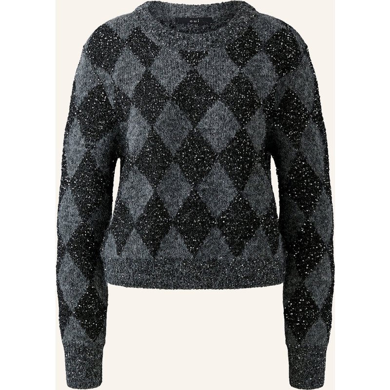 Oui Pullover Mit Pailleten grau