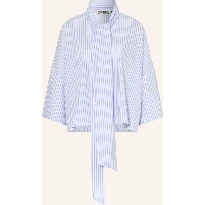 Essentiel Antwerp Schluppenbluse Kefir Mit 3/4-Arm Und Schmucksteinen blau