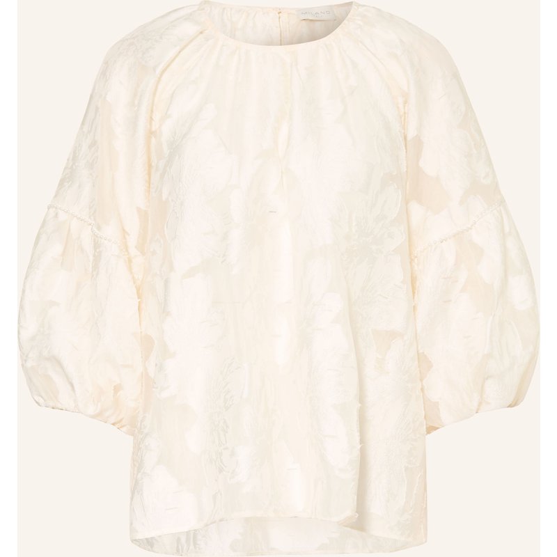 Milano Italy Blusenshirt Aus Jaquard Mit 3/4-Arm beige
