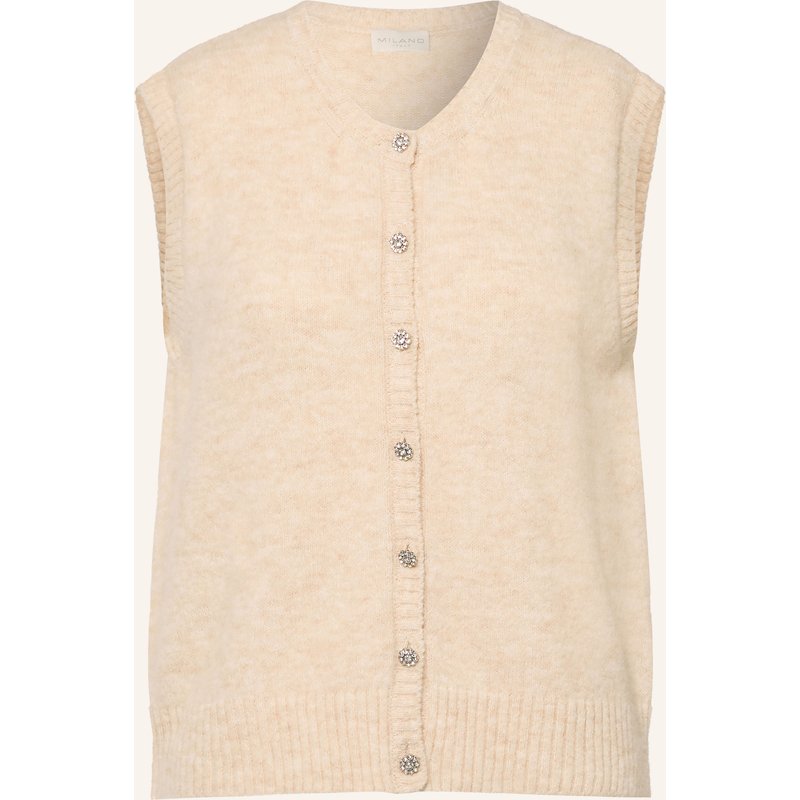 Milano Italy Strickweste Mit Schmucksteinen beige