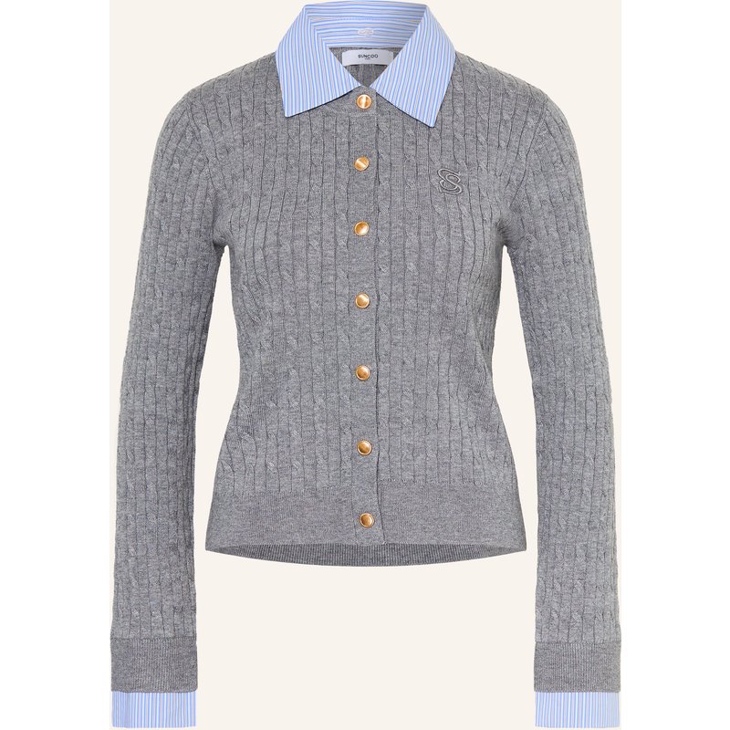 Suncoo Strickjacke Gasti Mit Abnehmbarem Kragen grau