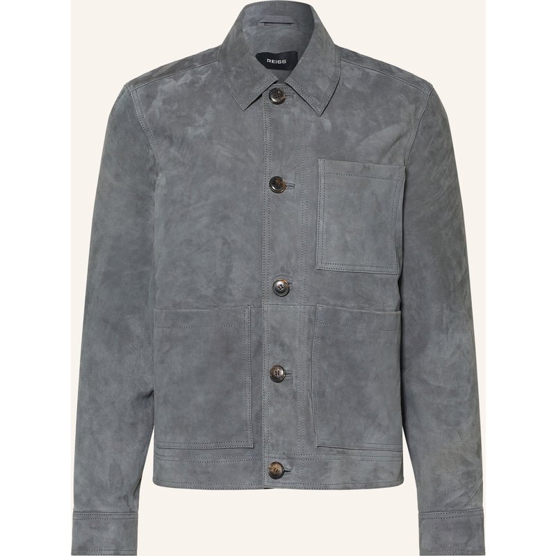 Reiss Lederjacke Wilstead blau