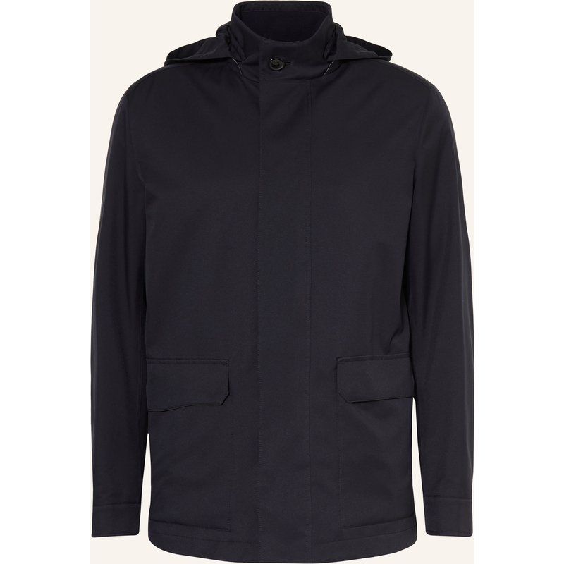 Zegna Parka Mit Abnehmbarer Kapuze blau