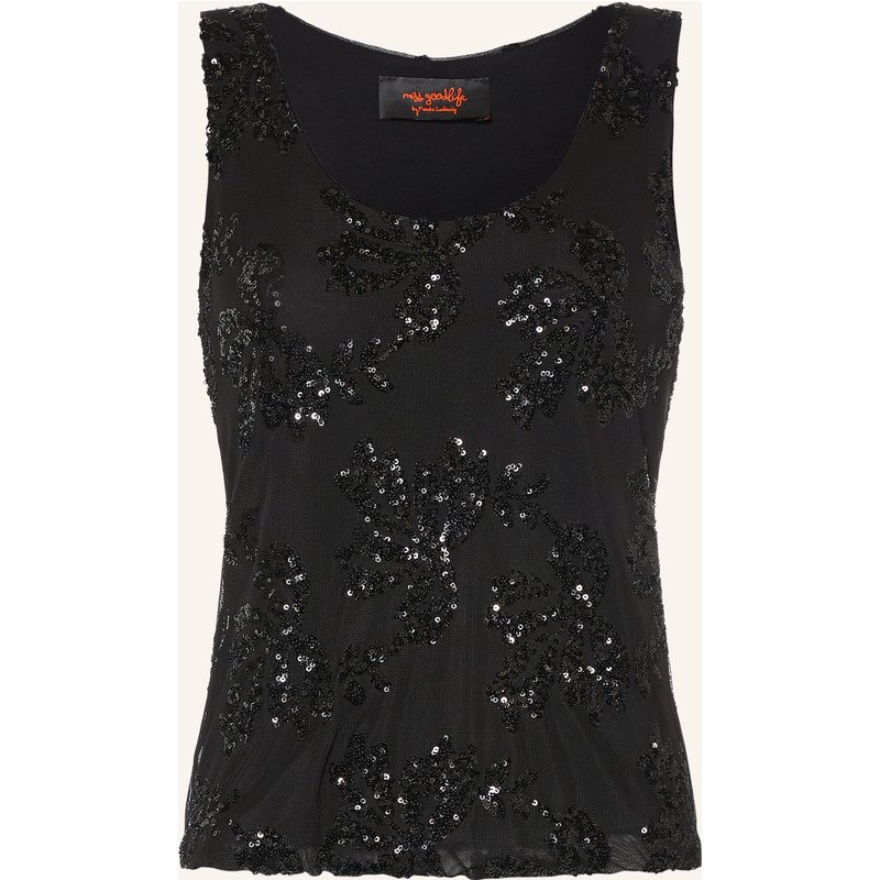 Miss Goodlife Mesh-Top Mit Pailletten schwarz