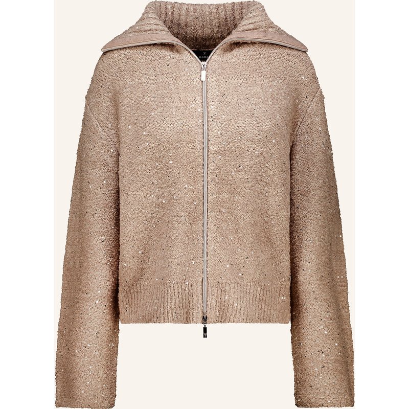 Monari Strickjacke Mit Pailletten beige
