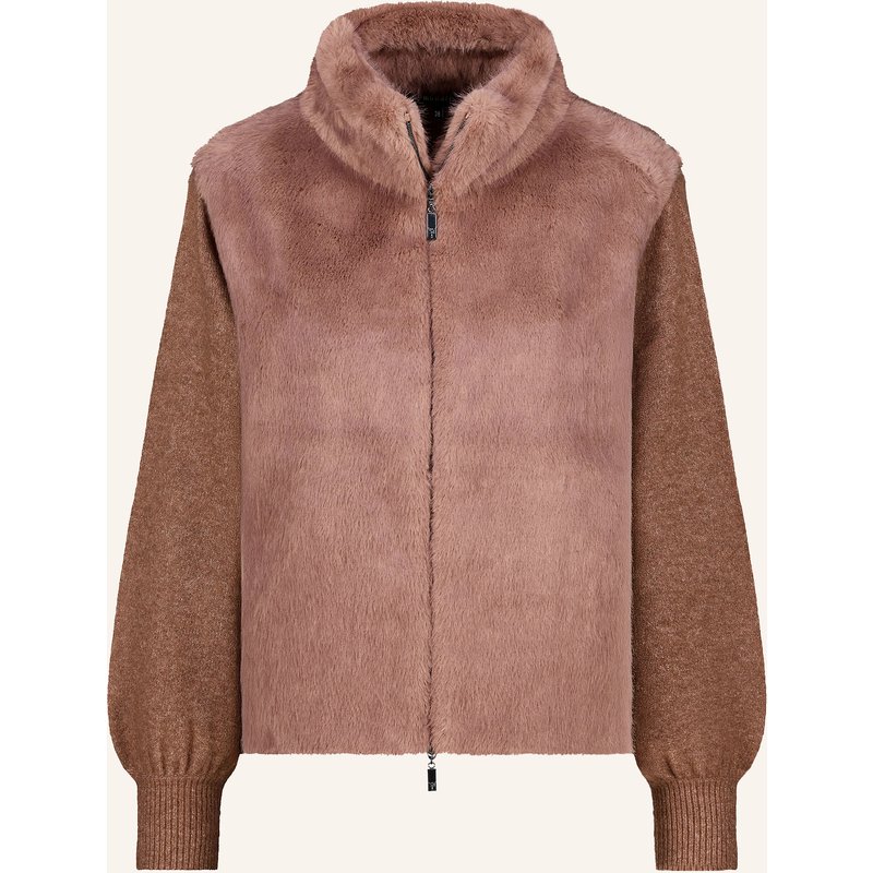 Monari Strickjacke Mit Kunstfell braun