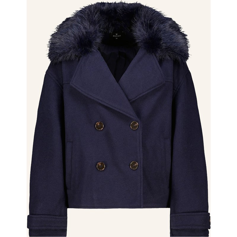 Monari Cabanjacke Mit Abnehmbarem Kunstfell-Kragen blau