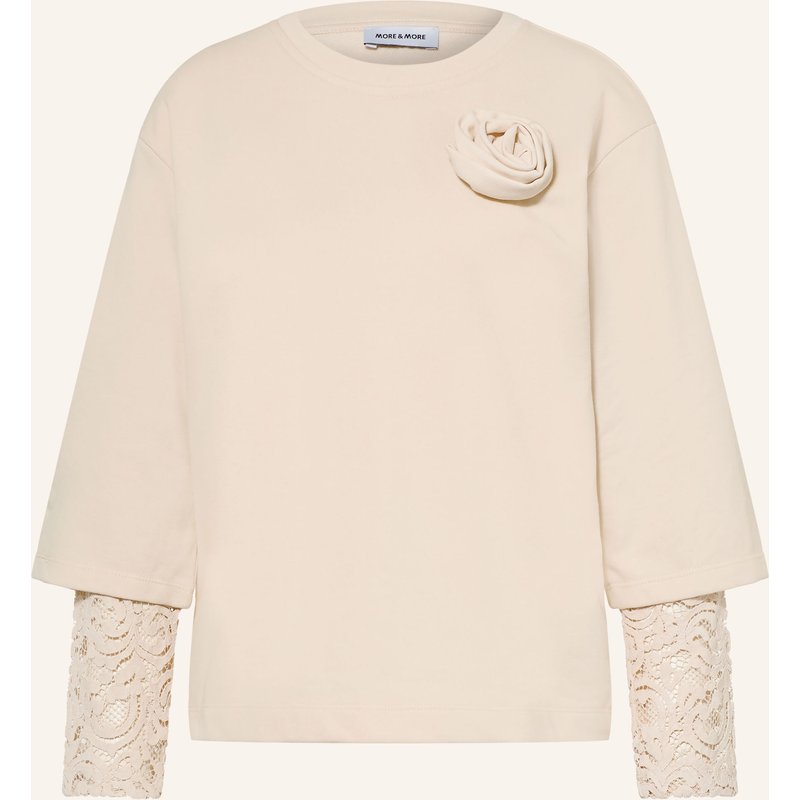 More & More Sweatshirt Mit Spitze weiss