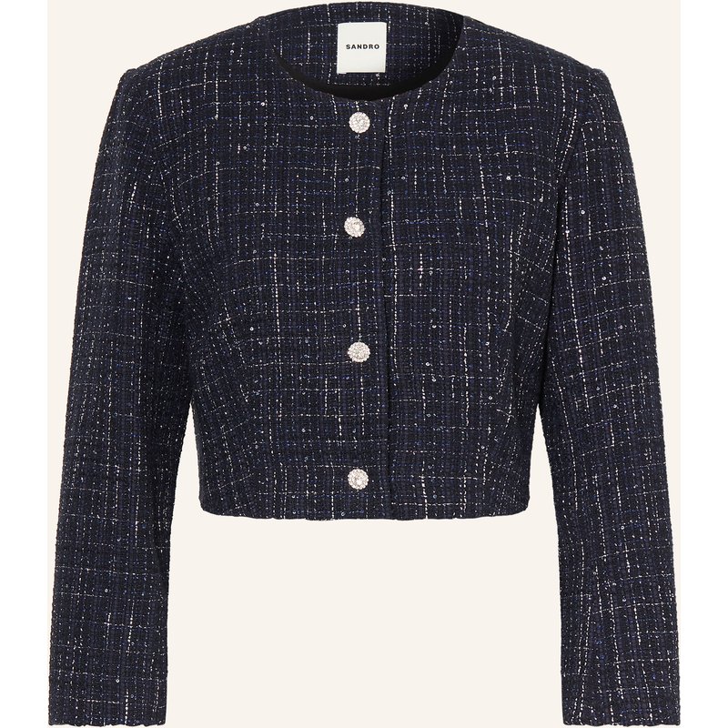 Sandro Kastenjacke Mit Glitzergarn Und Pailletten blau