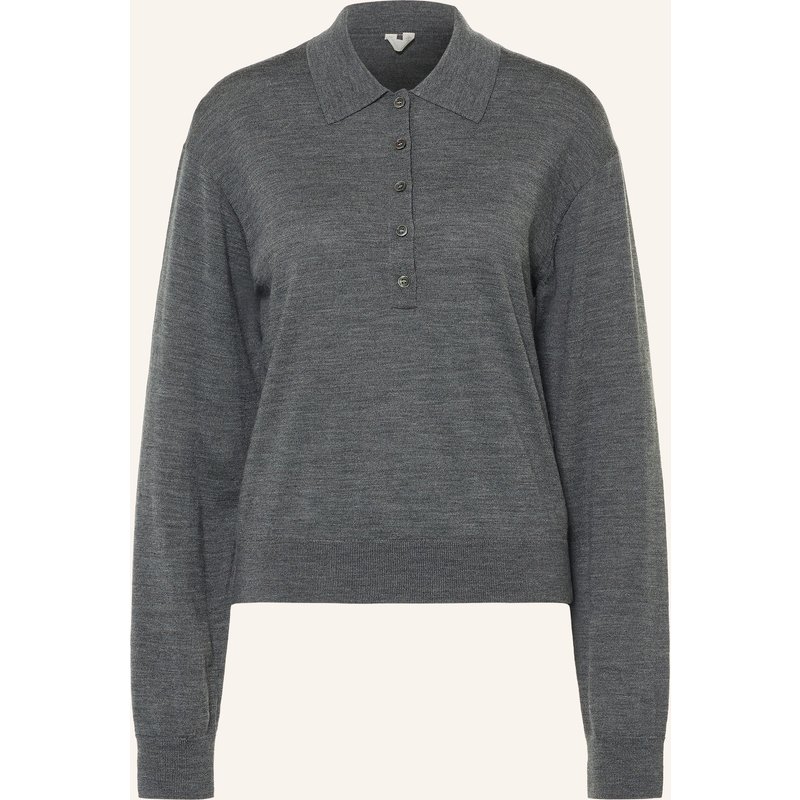 Arket Strick-Poloshirt Aus Merinowolle grau