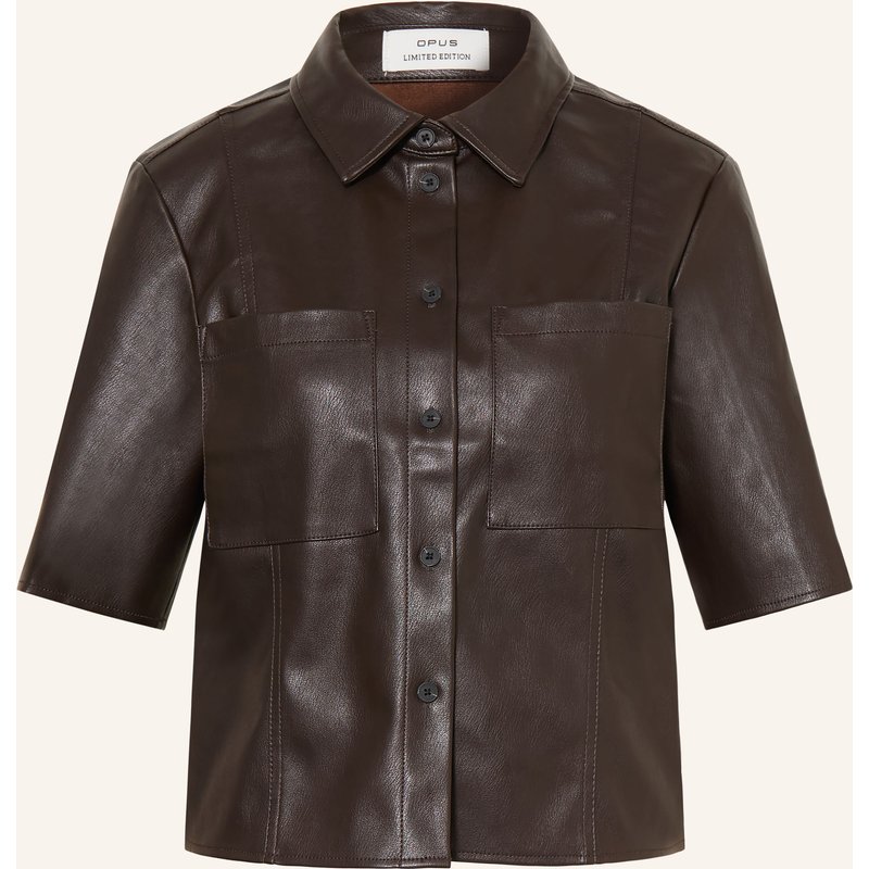 Opus Hemdbluse Feleather In Lederoptik braun