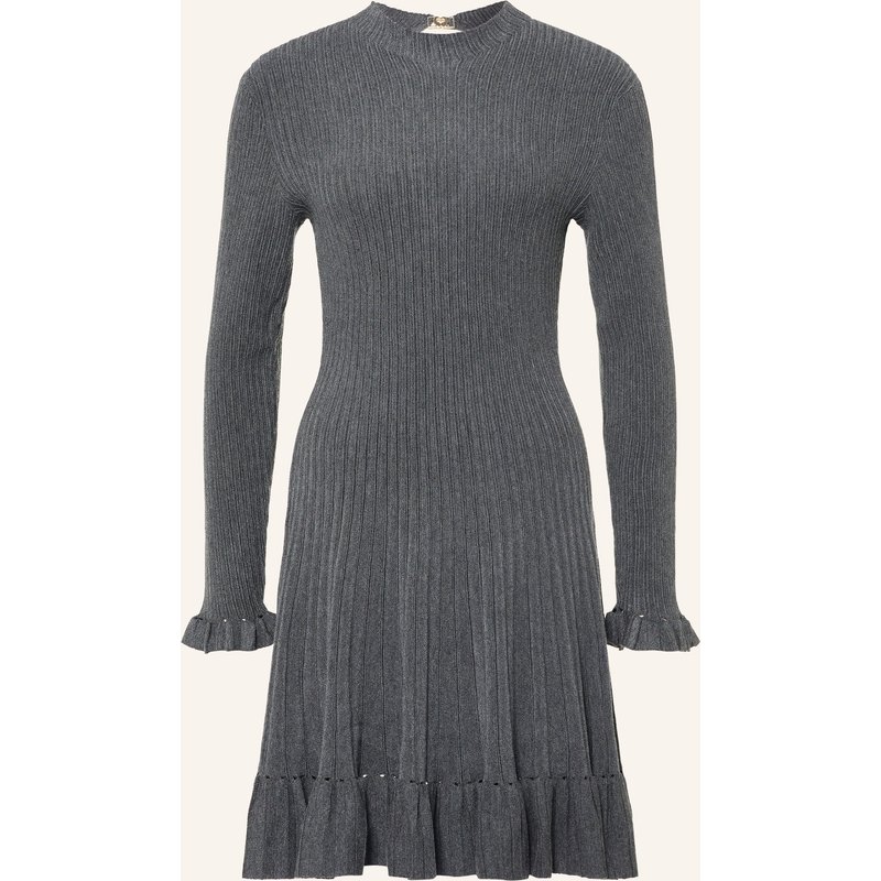Maje Strickkleid Mit Volants grau