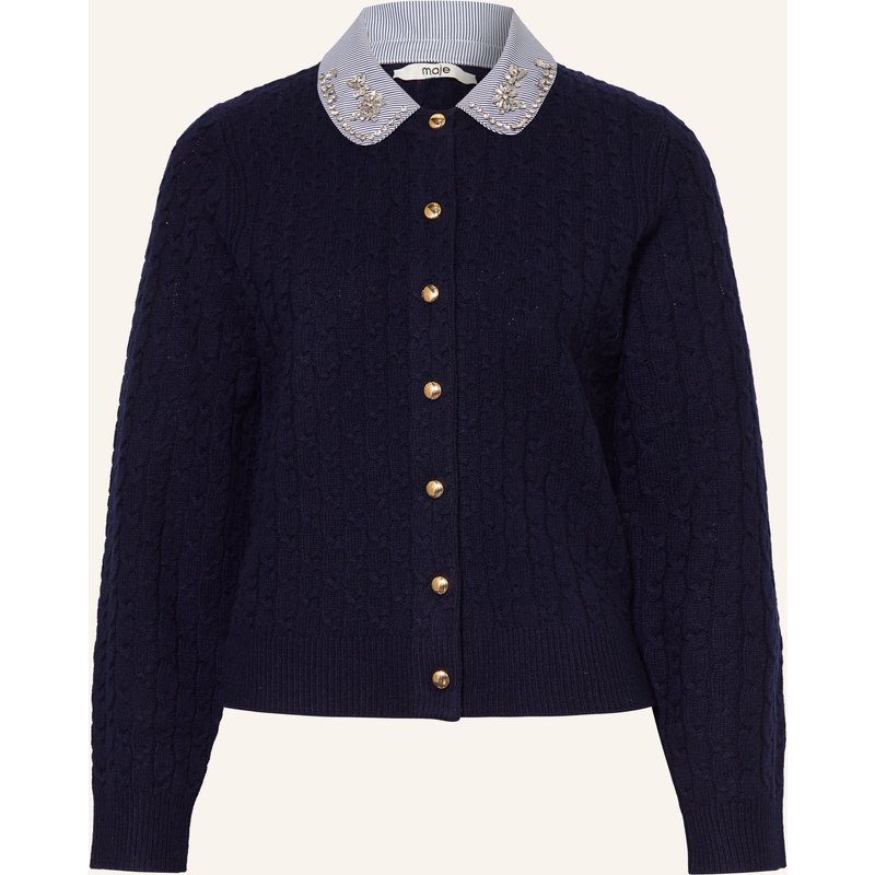 Maje Strickjacke Mit Abnehmbarem Kragen Und Schmucksteinen blau