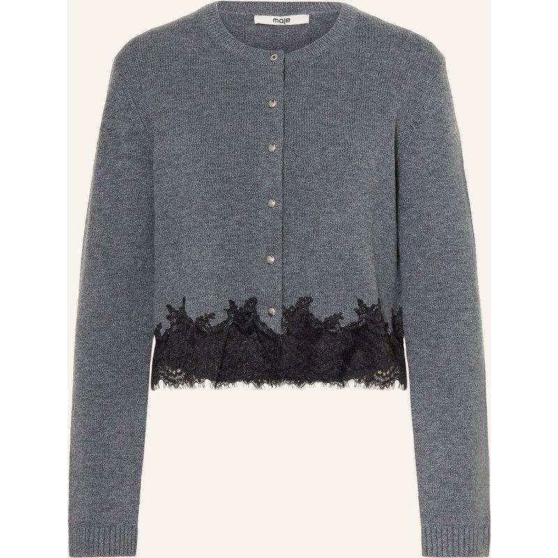 Maje Set: Strickjacke Und Stricktop Mit Spitze grau