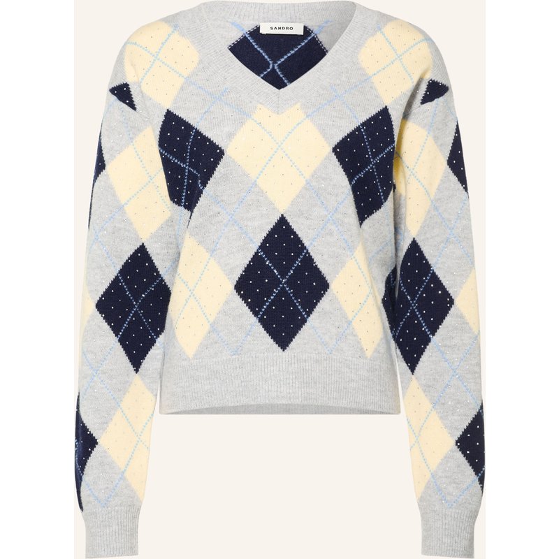 Sandro Pullover Mit Schmucksteinen grau