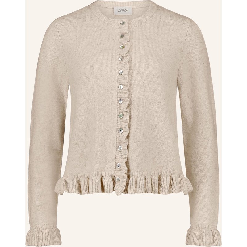 Cartoon Strickjacke Mit Rüschen beige