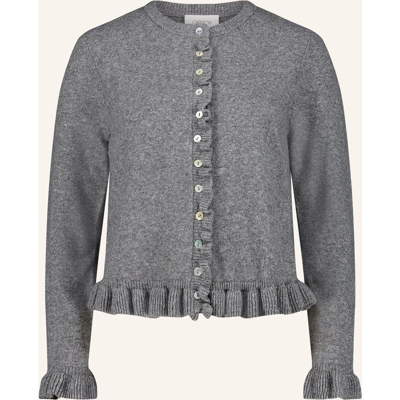 Cartoon Strickjacke Mit Rüschen grau