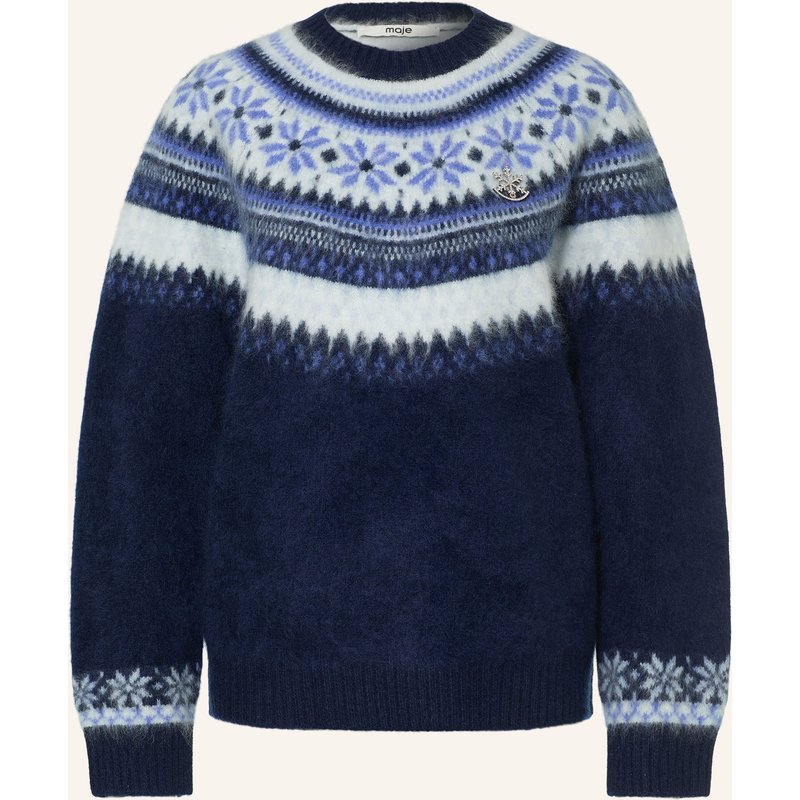 Maje Pullover Mit Schmucksteinen blau