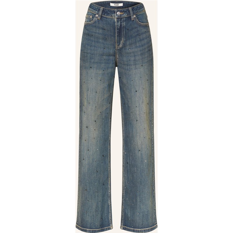 Maje Wide Leg Jeans Mit Schmucksteinen blau