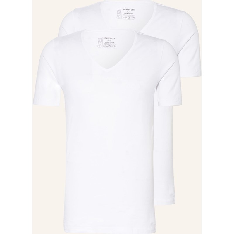 Schiesser 2er-Pack V-Shirts 95/5 weiss
