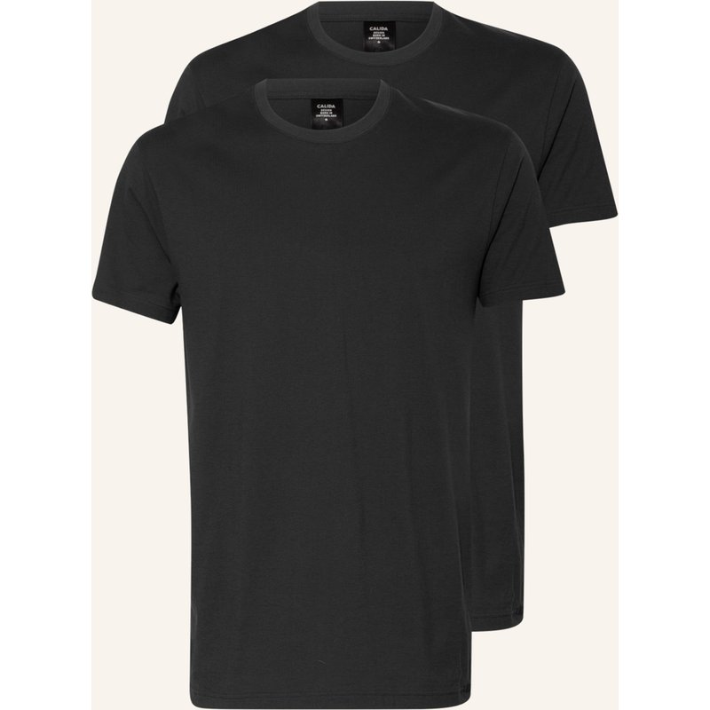 Calida 2er-Pack T-Shirts Natural Benefit schwarz