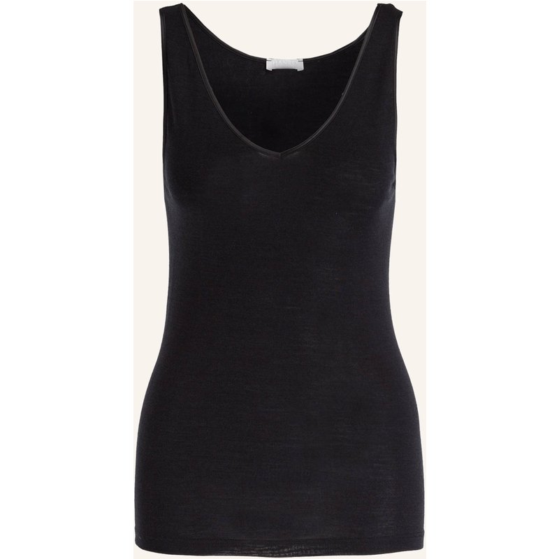 Hanro Top Woolen Silk Aus Merinowolle Mit Seide schwarz