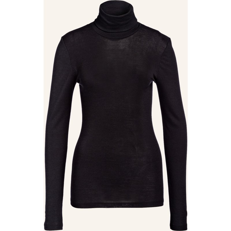 Hanro Rollkragenshirt Woolen Silk Aus Merinowolle Mit Seide schwarz