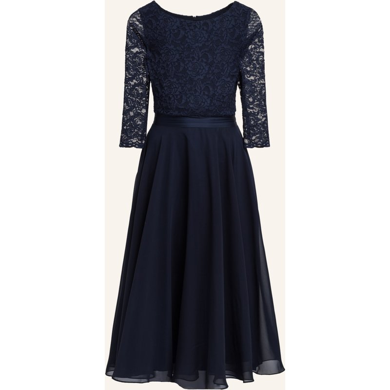 Swing Cocktailkleid Mit Spitzenbesatz blau