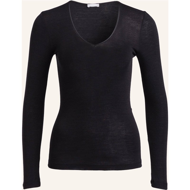 Hanro Longsleeve Woolen Silk Aus Merinowolle Mit Seide schwarz