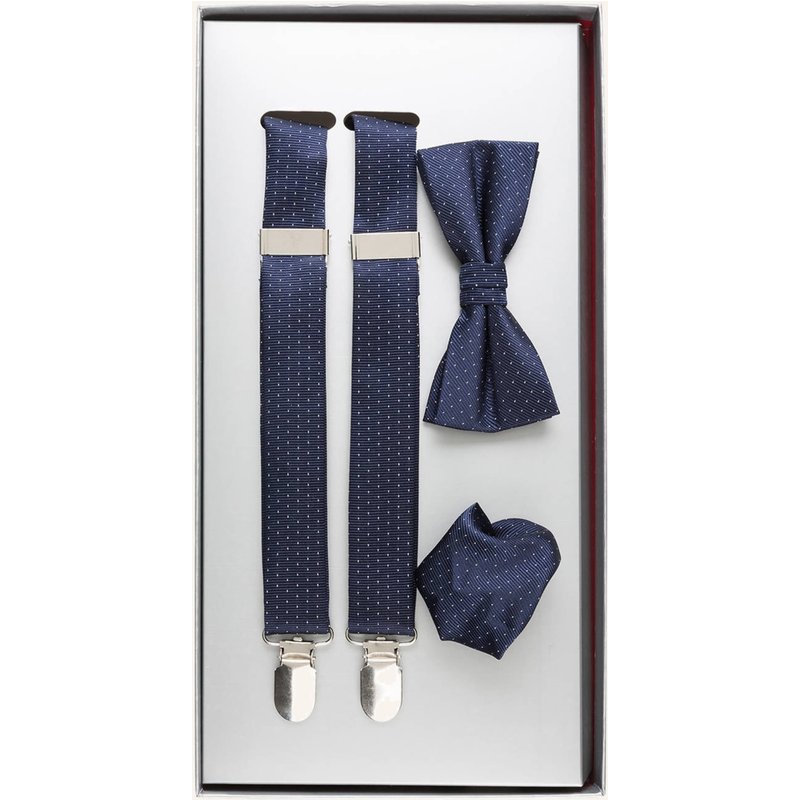 Paul Set: Hosenträger, Schleife Und Einstecktuch blau