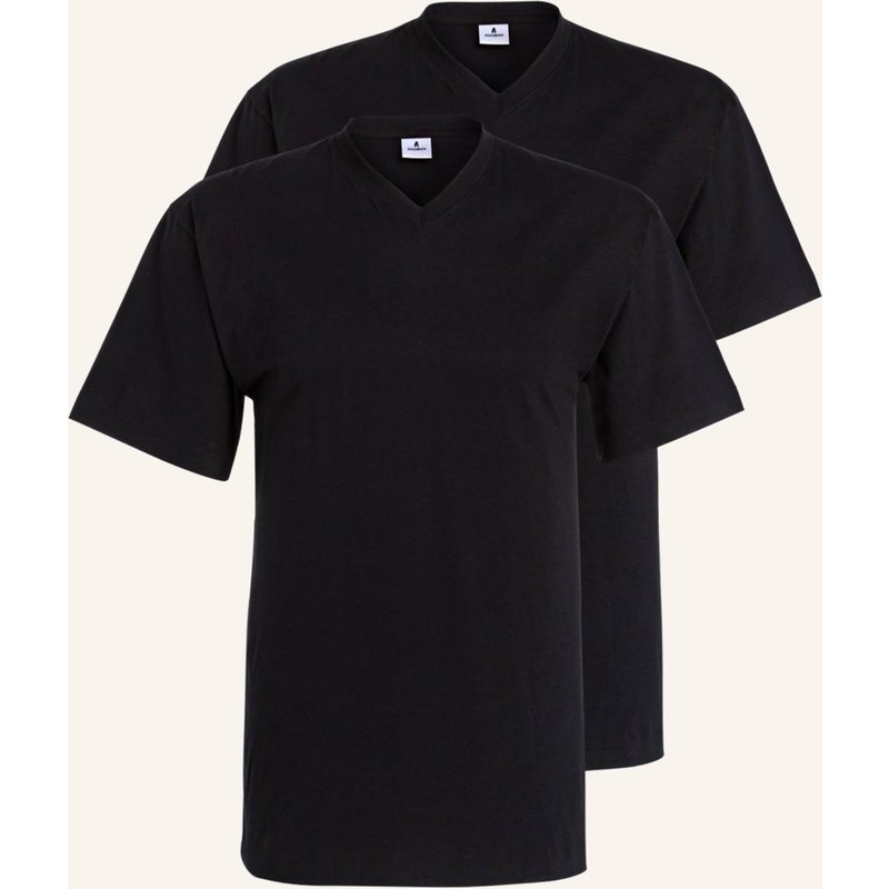 Ragman 2er-Pack V-Shirts schwarz