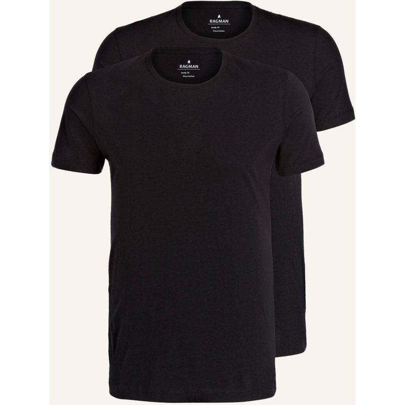 Ragman 2er-Pack T-Shirts schwarz