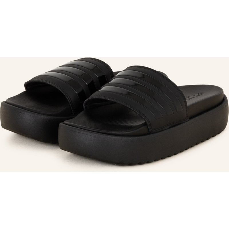Adidas Plateau-Pantoletten Adilette Platform schwarz