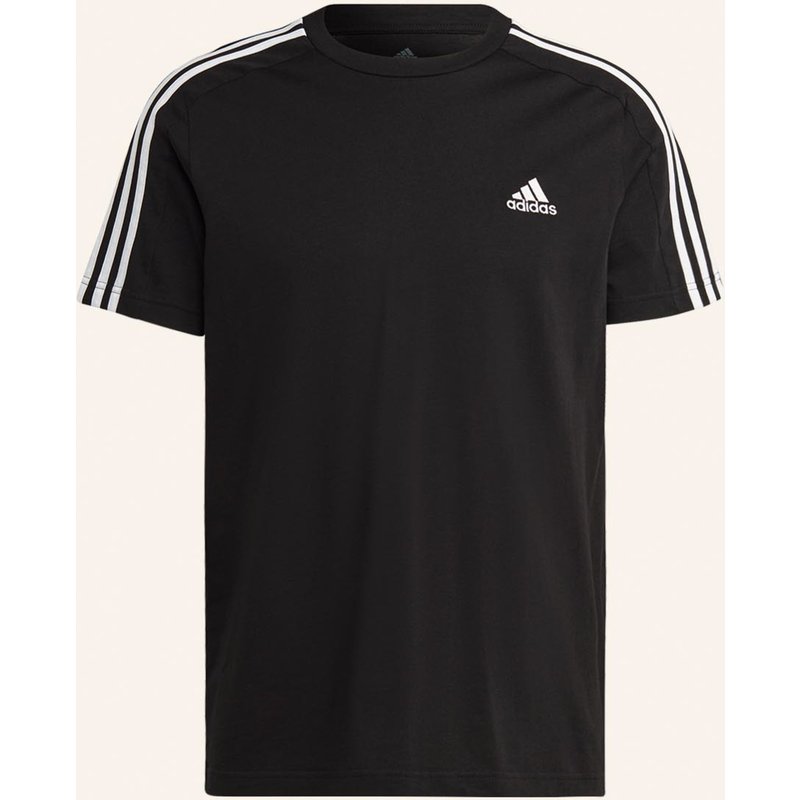 Adidas T-Shirt Essentials Single Jersey 3-Stripes schwarz