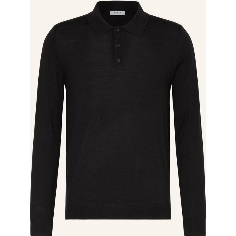 Reiss Strick-Poloshirt Trafford Aus Merinowolle schwarz