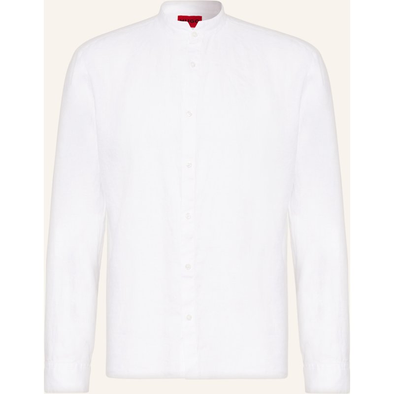 Hugo Leinenhemd Elvory Slim Fit Mit Stehkragen grau